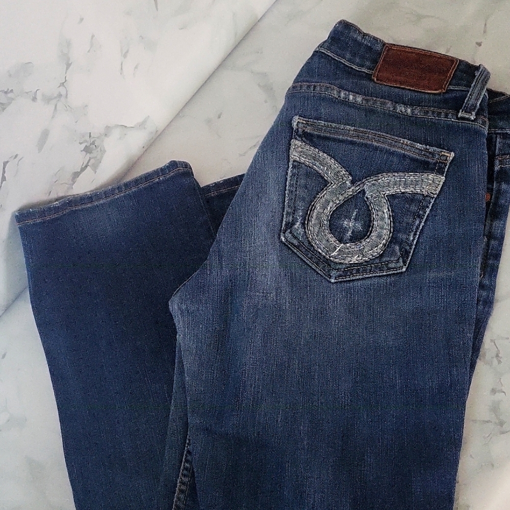 Big Star Jean's Y2K Low Rise Nina Thick Stich destroyed Boot Cut Jeans